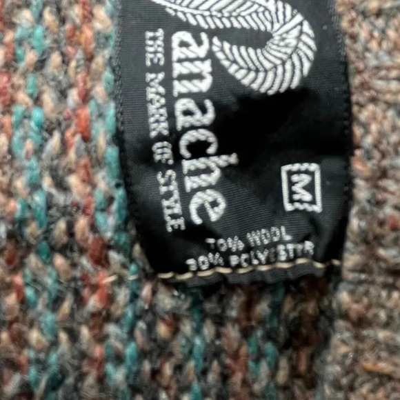 Vintage Panache Knit Sweater Vest Medium Brown Teal Tweed V Neck Academia USA - Picture 10 of 12